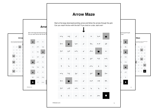 Download (PDF) Arrow Maze Activity for Kids - 10 Pages