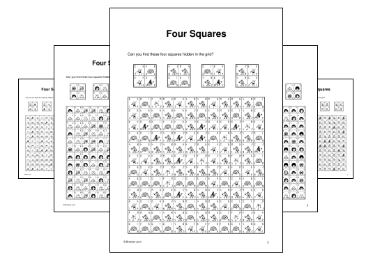 Download (PDF) Four Squares Activity for Adults - 10 Pages