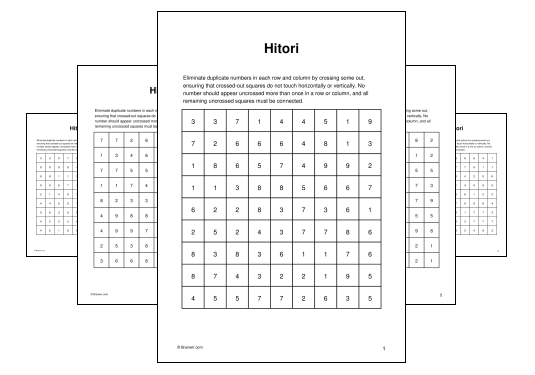 Download (PDF) Hitori Activity for Adults (3 weeks ago) - 10 Pages