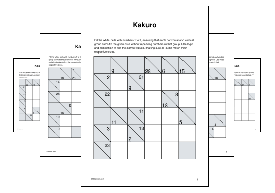 Download (PDF) Kakuro Activity for Kids (3 weeks ago) - 10 Pages