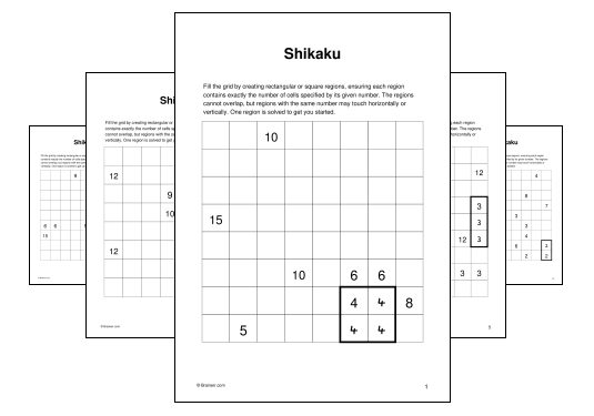 Download (PDF) Shikaku Activity for Adults (5 weeks ago) - 10 Pages